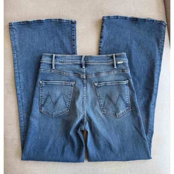 MOTHER Hustler Roller Sneak Jeans Riding the Cliffside Flare Size 31 Blue - Picture 4 of 8